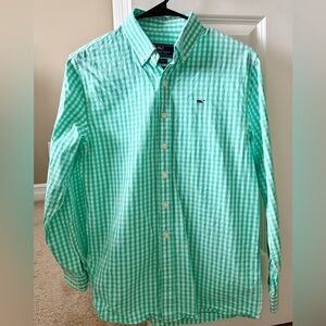 Vineyard Vines Boy’s Mint Green Gingham Button-Down Shirt